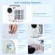 User-friendly features of the 15000 BTU portable air conditioner, including dual drain outlets and 4 universal wheels.