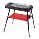 Electric grill with detachable stand, adjustable height, and dual plates for versatile indoor and outdoor cooking.