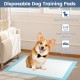 Disposable dog training pad with a corgi, 24 x 36 inches, made from soft non-woven fabric for easy cleanup.
