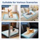 Pet wee pee piddle pads in various scenarios, featuring soft non-woven fabric for indoor and car seat protection.