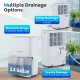 150 Pints dehumidifier showcasing three drainage options: manual, pump, and gravity for versatile moisture control.