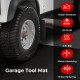 Close-up of a water-resistant garage tool mat, featuring a non-slip surface, ideal for mechanic use and easy.