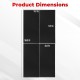 Product dimensions of 15.5 x 7.7 FT garage tool mats, showing four sections with a total coverage area for versatile.