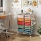 15-drawer rolling storage cart in macaron colors with metal tabletop and pegboard, ideal for organizing offices or.