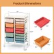 15-drawer rolling storage cart in macaron colors with metal tabletop and pegboard, ideal for versatile organization.