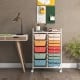 15-drawer utility rolling organizer cart in deep multicolor with a metal frame, ideal for home or office storage.