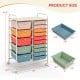 15-drawer utility rolling organizer cart with multicolor plastic drawers and metal frame, ideal for home and office.
