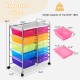 15-drawer rolling storage cart with multicolor transparent drawers, metal frame, and wheels for easy mobility in any.