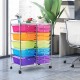 15-drawer rolling storage cart with multicolor transparent drawers, ideal for home or office organization.