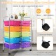 15-drawer rolling storage cart with multicolor transparent drawers and 4 wheels for easy mobility in home or office.