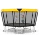 15 FT outdoor trampoline with yellow top, featuring a strong enclosure net and non-slip ladder for safe play.