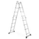 15 feet folding aluminum ladder with anti-slip rungs and safe locking hinge, ideal for versatile home projects.
