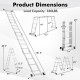 Folding aluminum ladder dimensions showing 7 configurations, durable design, and 330 lbs load capacity for versatile.