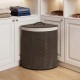 Bamboo laundry hamper with removable liner, 15-gal capacity, designed for easy access and space-saving storage.