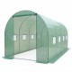 Walk-in tunnel greenhouse measuring 15 x 7 x 7 ft, featuring a reinforced PE cover and heavy-duty galvanized steel frame.