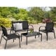Side view of the black single sofa from the 4-piece patio furniture set, offering stylish comfort for outdoor settings.