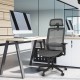 Height adjustable ergonomic high back mesh office chair in gray with headrest, lumbar support, and rolling wheels for.