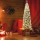 7.5 feet pre-lit snow flocked artificial pencil Christmas tree with 350 warm LED lights, perfect for limited spaces.