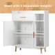 Floor storage cabinet with adjustable shelves, rubberwood legs, and a modern design for versatile home organization.