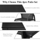Curved armrest detail of the 4-piece black patio furniture set with a glass top table, perfect for outdoor living.
