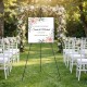 Black metal easel stand displaying a wedding welcome sign, perfect for ceremonies and events with adjustable height.