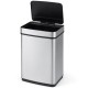 16-gallon silver trash can with infrared motion sensor and dual compartments for efficient waste sorting in any space.