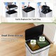 16-gallon silver trash can with dual compartments for waste sorting, featuring an infrared motion sensor and soft.