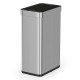 16-gallon silver trash can with wing lids, touchless sensor, and anti-fingerprint finish for kitchen or bathroom use.
