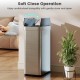 16-gallon silver trash can with wing lids, featuring soft close operation and designed for low countertops.