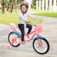 16-inch girls bike with doll seat and training wheels, featuring a solid metal frame and adjustable seat for ages 4-7.