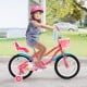16-inch girls bike in pink with doll seat, training wheels, and basket, perfect for kids aged 4-7 years.