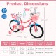 16-inch girls bike with doll seat, training wheels, adjustable handlebars, and a pink design for kids aged 4-7 years.