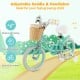 16-inch green kids bike with adjustable seat and handlebars, front basket, training wheels, ideal for balance training.