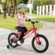 16-inch kids bike in red with adjustable seat, LED lights, and training wheels for children aged 4-7 years.