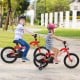 16-inch kids bike in red with LED lights, adjustable carbon steel frame, and training wheels for ages 4-7, perfect for.