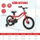 16-inch kids bike in red with adjustable seat, LED lights, training wheels, and carbon steel frame for ages 4-7.