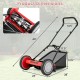 Dimensions of the 16-inch push lawn mower with 5 steel blades and grass catcher bag, ideal for efficient grass cutting.