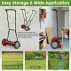 16-inch push lawn mower with 5 steel blades and detachable grass catcher bag, ideal for efficient lawn care and storage.