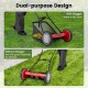 16-inch push lawn mower with 5 steel blades and detachable grass catcher bag for efficient lawn care and mulching.