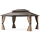 16 x 12 FT hardtop gazebo with waterproof metal roof and zippered curtains, ideal for outdoor patio and garden use.