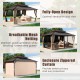 16 x 12 FT hardtop gazebo with double roof design, mesh netting, and zippered curtains for outdoor patio privacy.