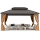 Spacious 16x12FT hardtop gazebo with aluminum frame, curtains, and netting for outdoor relaxation and protection.