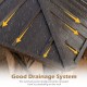 Close-up of the hardtop gazebo's roof showing the good drainage system to prevent rainwater accumulation.