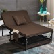 Folding guest sleeper bed in brown with adjustable backrest, removable linen cover, and side pocket for convenience.