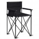Portable 38-inch oversized black camping chair with detachable armrests, cup holder, and storage pockets for outdoor.