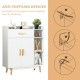 Floor storage cabinet with rubberwood legs, featuring 1 drawer, 1 cabinet, and 3 open shelves for versatile.