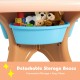Detachable storage boxes under the kids activity table, ideal for organizing toys and easy cleaning.