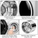 Stainless steel tumble dryer with viewing window, showcasing real-time drying effects and power-off protection for.