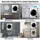 Portable 1700W electric dryer with stainless steel tub, designed for small apartments, shown in wall-mounted and.