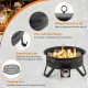 17-inch portable gas fire pit with folding legs, removable grill, and stainless steel burner for outdoor camping use.